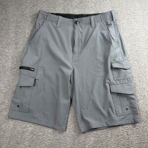 Iron Co Cargo Shorts Men's 32 Gray Tech Stretch Hiking Outdoor Casual